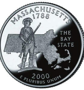 2000-S CLAD PROOF MASSACHUSETTS  STATE QUARTER