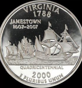 2000-S CLAD PROOF VIRGINIA STATE QUARTER