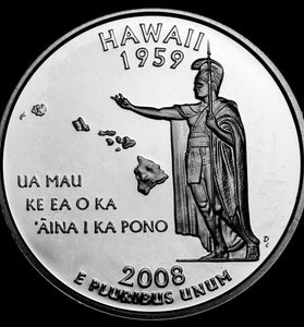 2008-S CLAD PROOF HAWAII STATE QUARTER