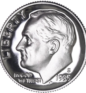1985-S CLAD PROOF ROOSEVELT DIME