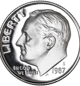 1987-S CLAD PROOF ROOSEVELT DIME