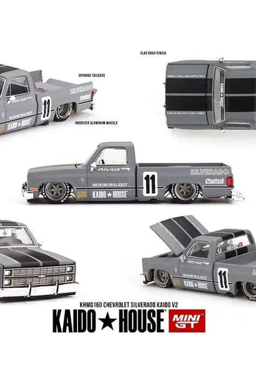 Kaido House x Mini GT 1:64 Chevrolet Silverado Kaido V2 Gray KHMG160