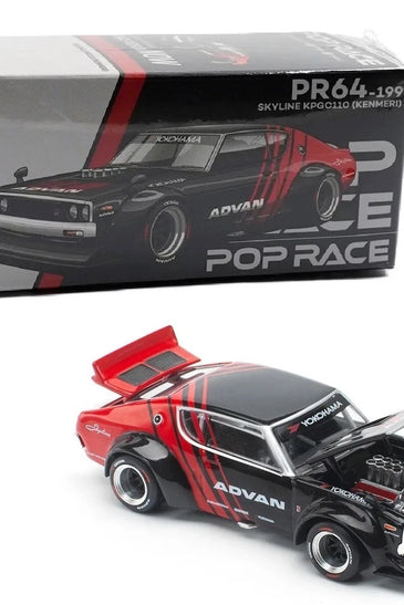 Pop Race 1:64 Nissan Skyline GT-R Drift KPGC110 Kenmeri Advan Livery PR640199-1F