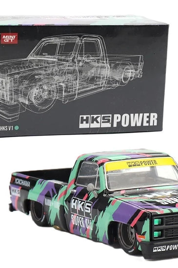 Kaido House x Mini GT 1:64 Chevrolet Silverado Kaido HKS V1 Diecast Car KHMG174