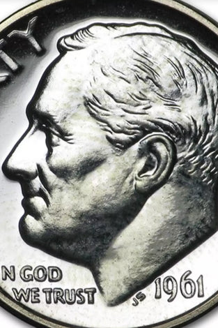 1961 90% SILVER PROOF ROOSEVELT DIME