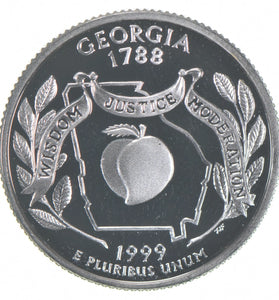 1999-S SILVER PROOF WASHINGTON GEORGIA STATE QUARTER
