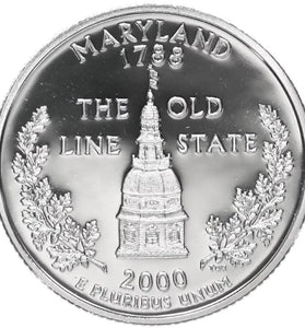 2000-S SILVER PROOF WASHINGTON MARYLAND STATE QUARTER