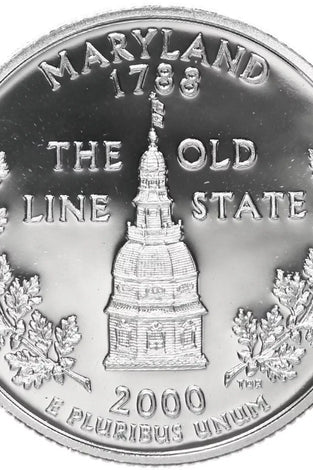 2000-S SILVER PROOF WASHINGTON MARYLAND STATE QUARTER