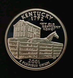2001-S SILVER PROOF WASHINGTON KENTUCKY STATE QUARTER