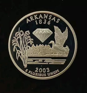 2003-S SILVER PROOF WASHINGTON ARKANSAS STATE QUARTER