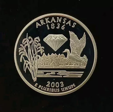 2003-S SILVER PROOF WASHINGTON ARKANSAS STATE QUARTER
