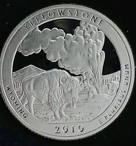2010-S SILVER PROOF WASHINGTON YELLOWSTONE STATE PARK QUARTER