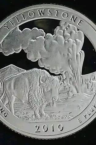 2010-S SILVER PROOF WASHINGTON YELLOWSTONE STATE PARK QUARTER