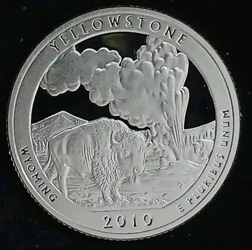 2010-S SILVER PROOF WASHINGTON YELLOWSTONE STATE PARK QUARTER