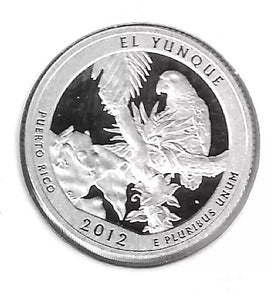 2012-S SILVER PROOF WASHINGTON EL YUNQUE STATE PARK QUARTER