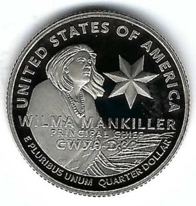 2022-S CLAD PROOF AMERICAN WOMEN WILMA MANKILLER QUARTER