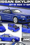 INNO64 1:64 Blue Nissan Skyline GT-R R34 V-Spec Tuned by Mine's