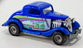 LOOSE HOT WHEELS Blue Cal Custom 3-Window '34 Ford w/Real Riders