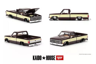 Kaido House x Mini GT 1:64 Chevrolet Silverado KAIDO Vintage Spec V1 – Two-Tone Brown Cream