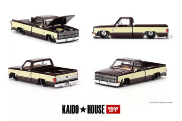 Kaido House x Mini GT 1:64 Chevrolet Silverado KAIDO Vintage Spec V1 – Two-Tone Brown Cream