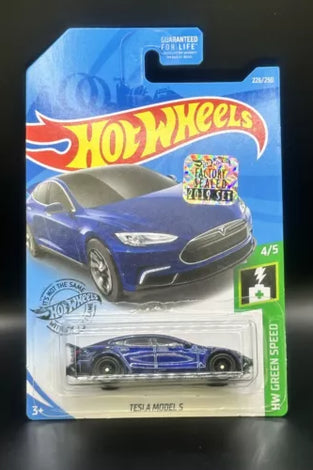 2019 HOT WHEELS SUPER TREASURE HUNT TESLA MODEL S w/FACTORY STICKER