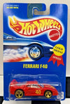 HOT WHEELS #69 RED FERRARI F40 w/GOLD 3 SPOKE WHEELS IN PROTECTO