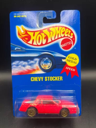 HOT WHEELS #270 PINK METALFLAKE CHEVY STOCKER w/GOLD ULTRA HOTS & RED INTERIOR