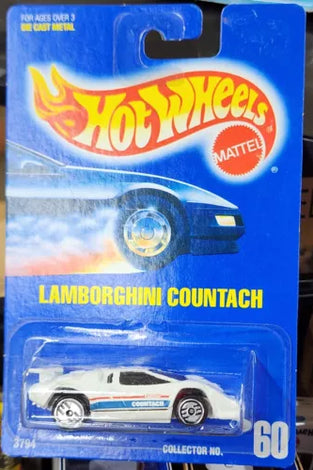 HOT WHEELS #60 WHITE LAMBORGHINI COUNTACH w/ULTRA HOTS
