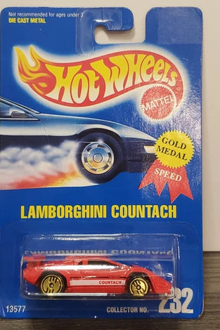 HOT WHEELS #232 RED LAMBORGHINI COUNTACH w/GOLD ULTRA HOTS