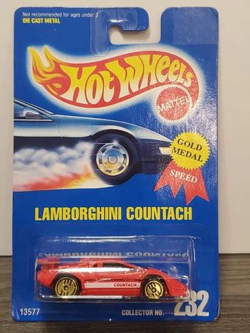 HOT WHEELS #232 RED LAMBORGHINI COUNTACH w/GOLD ULTRA HOTS