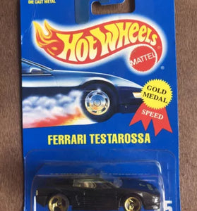HOT WHEELS #35 BLACK FERRARI TESTAROSSA W/GOLD 3 SPOKE WHEELS
