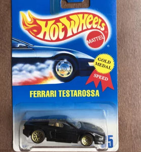 HOT WHEELS #35 BLACK FERRARI TESTAROSSA w/GOLD LACE WHEELS