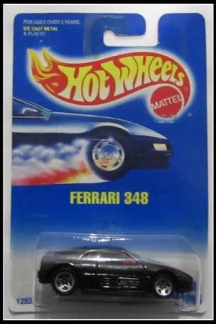 HOT WHEELS #348 BLACK FERRARI 348 w/5 SPOKE WHEELS