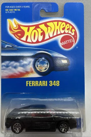 HOT WHEELS #348 BLACK FERRARI 348 w/7 SPOKE WHEELS