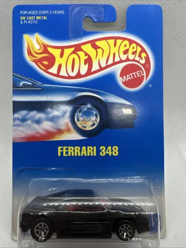 HOT WHEELS #348 BLACK FERRARI 348 w/7 SPOKE WHEELS