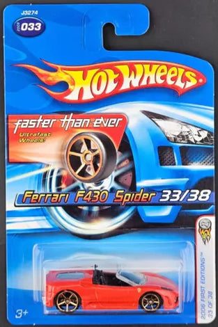 2006 HOT WHEELS #33 RED FERRARI F430 SPIDER w/FTE WHEELS