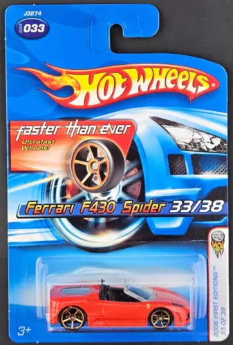 2006 HOT WHEELS #33 RED FERRARI F430 SPIDER w/FTE WHEELS