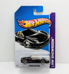 2013 HOT WHEELS #151 BLACK FERRARI 458 SPIDER