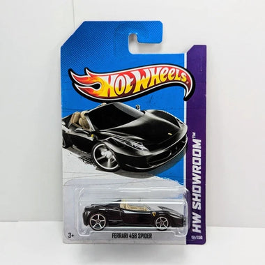 2013 HOT WHEELS #151 BLACK FERRARI 458 SPIDER