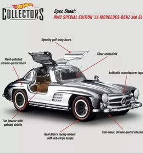 HOT WHEELS RLC CHROME '55 MERCEDES BENZ 300 SL