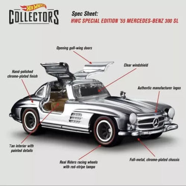 HOT WHEELS RLC CHROME '55 MERCEDES BENZ 300 SL