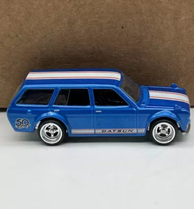 LOOSE HOT WHEELS BLUE '71 DATSUN 510 WAGON w/RR'S