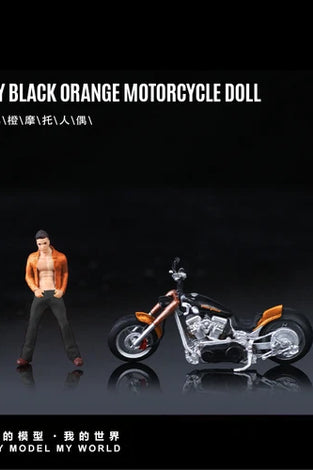 MOREART BLACK/ORANGE MOTORCYCLE w/FIGURE
