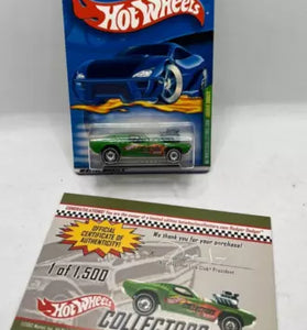 HOT WHEELS RARE GREEN RODGER DODGER APOLOGY CAR w/CERTIFICATE
