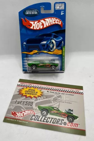 HOT WHEELS RARE GREEN RODGER DODGER APOLOGY CAR w/CERTIFICATE