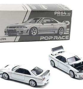 Pop Race 1:64 Nissan Skyline R33 GT-R NISMO 400R White Diecast Car PR640052