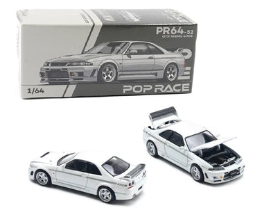 Pop Race 1:64 Nissan Skyline R33 GT-R NISMO 400R White Diecast Car PR640052