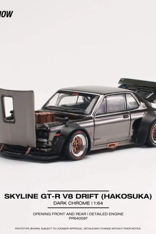 Pop Race 1:64 Nissan Skyline GT-R V8 Drift Hakosuka Dark Chrome PR640097