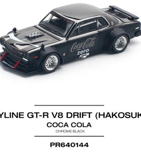 POP RACE 1:64 SKYLINE GT-R V8 DRIFT (HAKOSUKA) ZERO BLACK CHROME