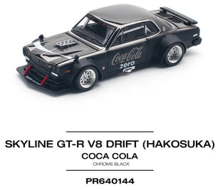 POP RACE 1:64 SKYLINE GT-R V8 DRIFT (HAKOSUKA) ZERO BLACK CHROME